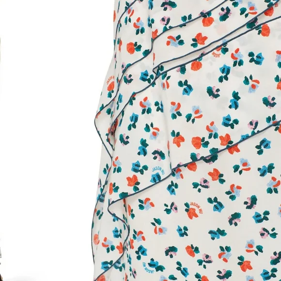 $650 RETAIL Jason Wu Floral Silk Midi Dress Mermaid Core - Picture 4 of 5